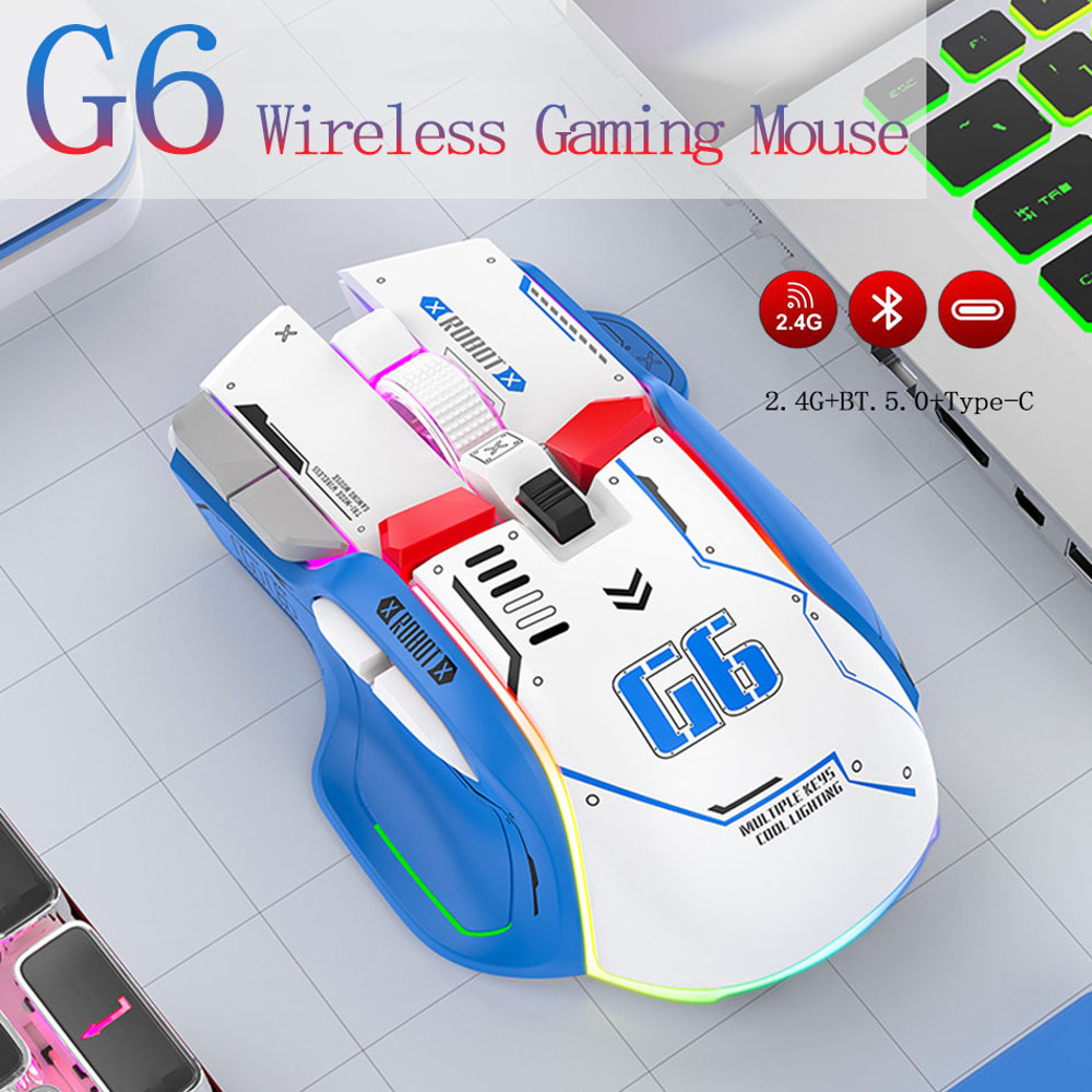 Gaming Mouse Wireless Rechargeable, Tri Mode Connection, Silent Operation, One Click Return Desktop PC