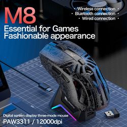 m8 bluetooth wireless e-sports gaming mouse, macro programming, lightweight three mode connection