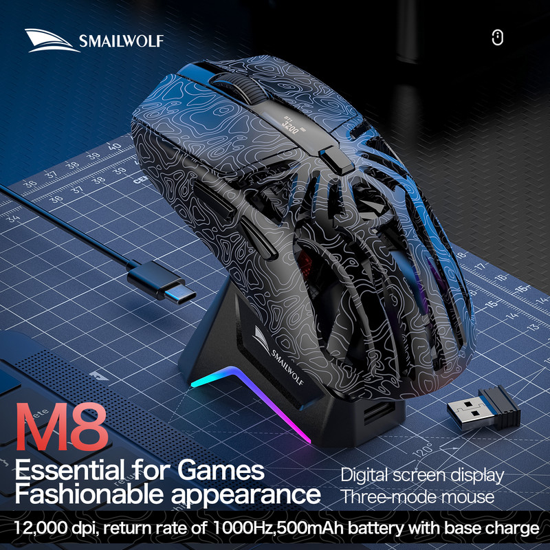 M8 Bluetooth Wireless E-Sports Gaming Mouse, Macro Programming, Lightweight Three Mode Connection