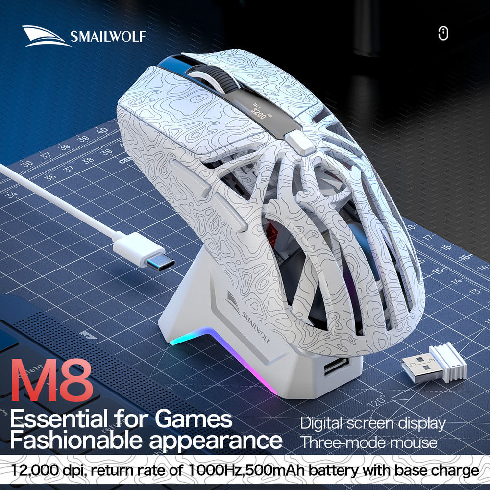 M8 Bluetooth Wireless E-Sports Gaming Mouse, Macro Programming, Lightweight Three Mode Connection