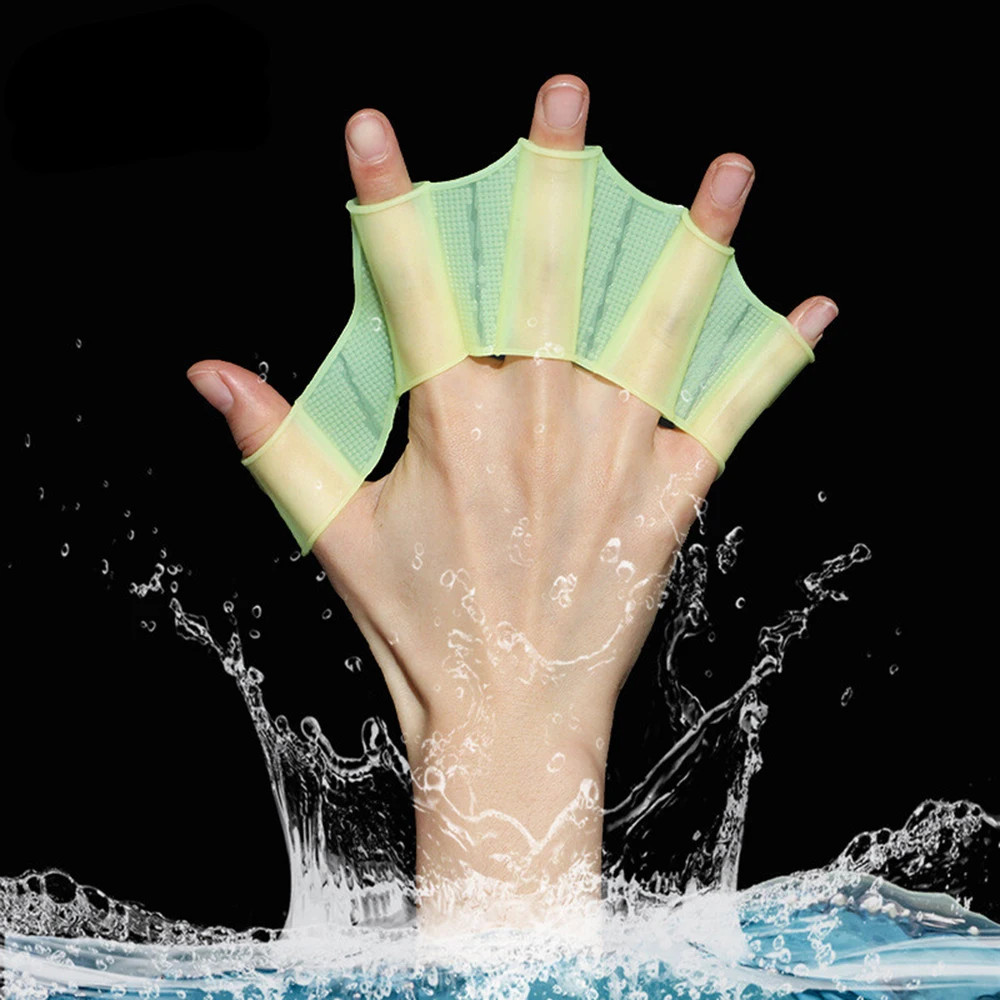 Silicone Hand Webbed Gloves Paddles Swim Flippers For Training Finger Fins For Men Women Children 1