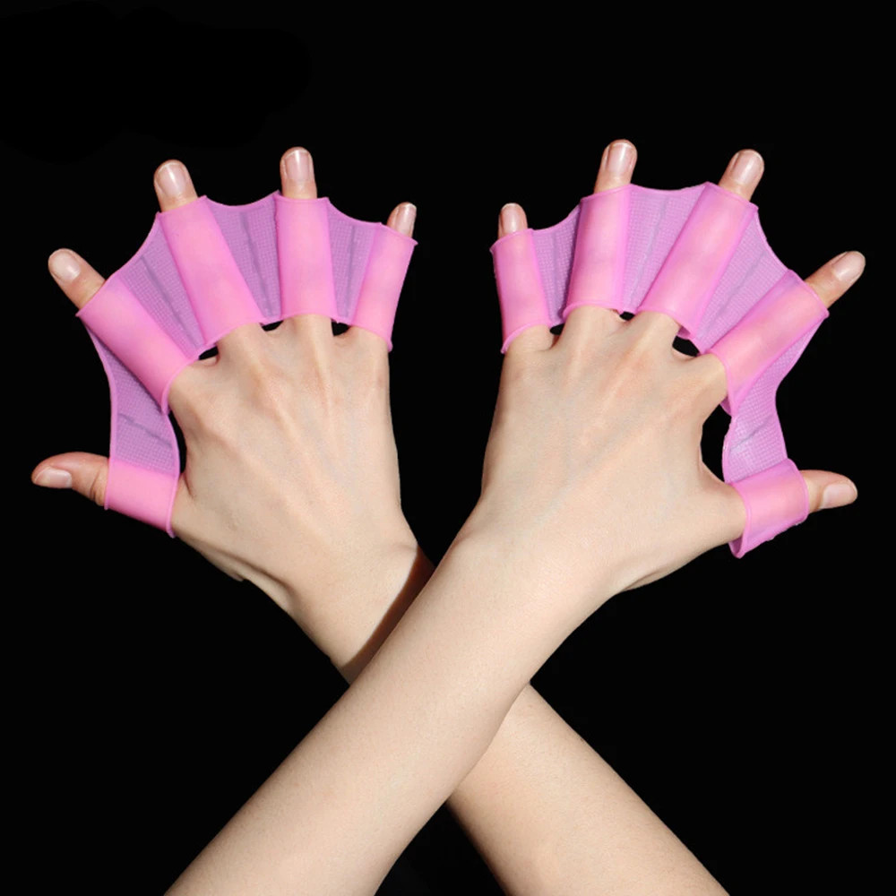 Silicone Hand Webbed Gloves Paddles Swim Flippers For Training Finger Fins For Men Women Children 4