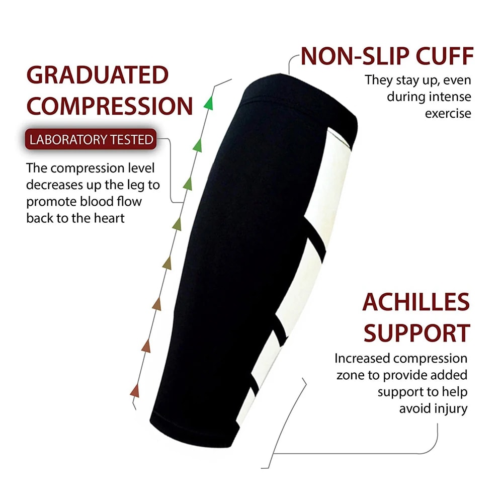 Sports Compression Calf Guards, Leg Compression Socks for Runners, Shin Splint & Calf Pain Relief