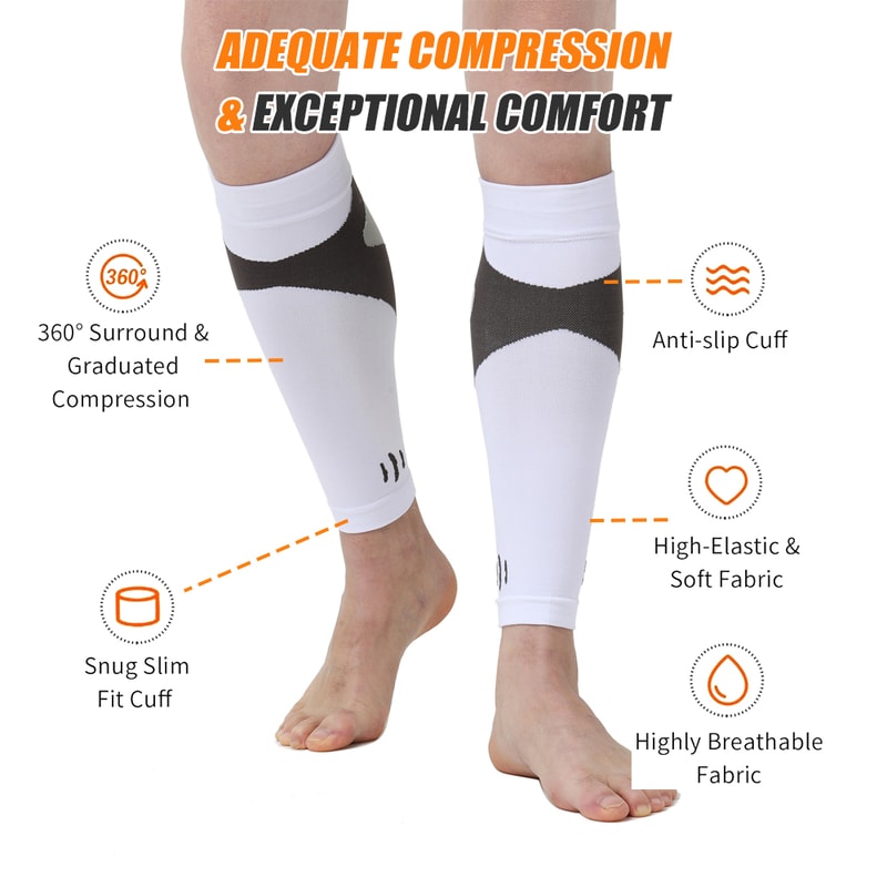 Running Leg Compression Sleeves 1 Pair, Shin Splint Calf Compression Sleeve, Footless Socks for Men and Women