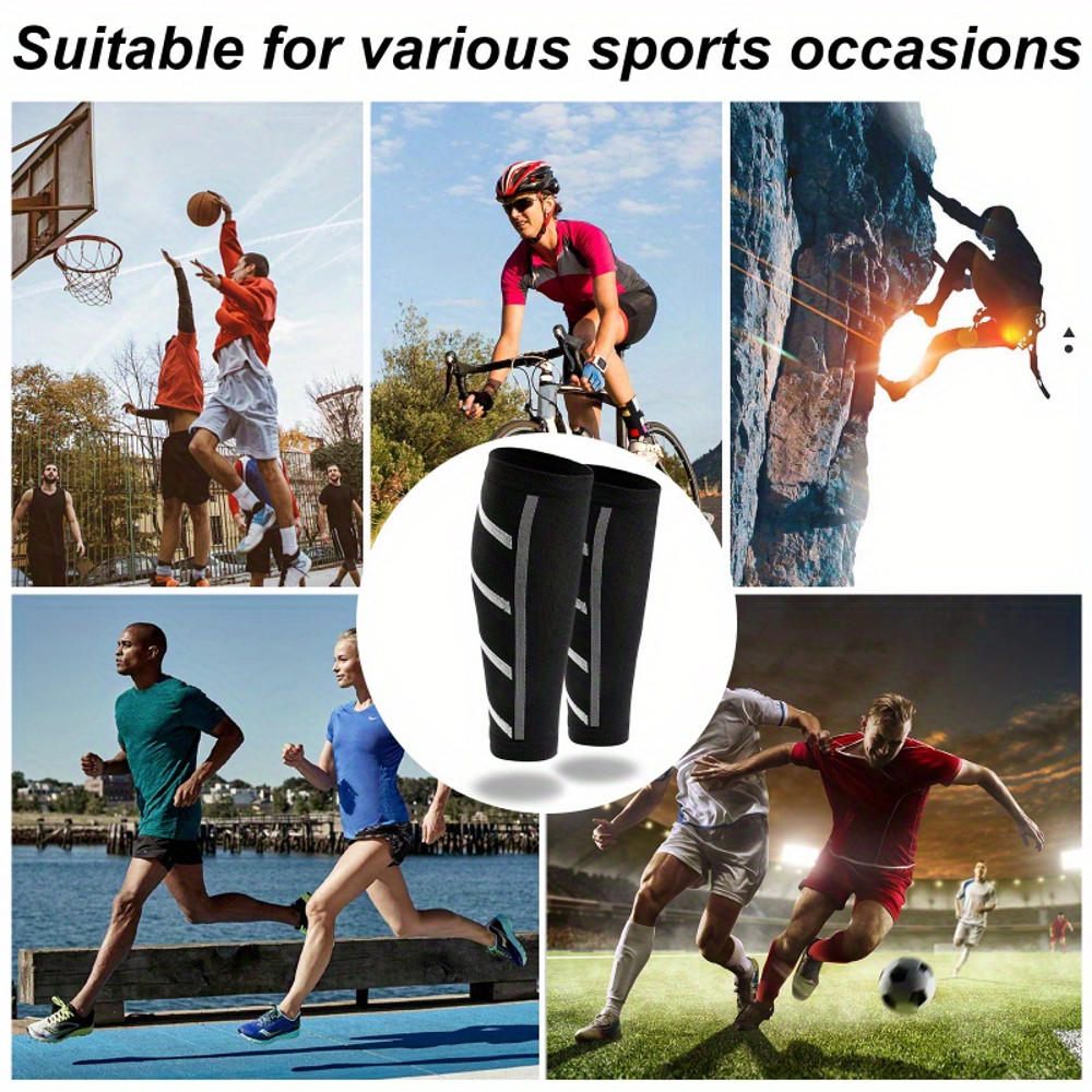 1Pair Compression Calf Sleeves, Breathable UV Protection Sports Leg Sleeves for Running, Soccer, Basketball, Cycling