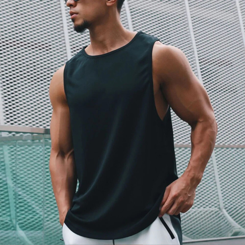 Summer Marathon Quick Dry Running Tank Top, Mens Sleeveless Loose Fit Basketball Training Vest