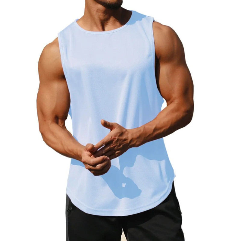 Summer Marathon Quick Dry Running Tank Top, Mens Sleeveless Loose Fit Basketball Training Vest