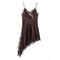 Satin Sexy Lace Spliced Short Sling Dress Women Sleeveless Backless Asymmetric Dress Summer Party D 6