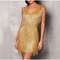 2025 Sexy Feather Sequins Tassel Mini Dress, Spaghetti Strap Evening Club Dress for Women Elegant Stitching