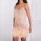 2025 Sexy Feather Sequins Tassel Mini Dress, Spaghetti Strap Evening Club Dress for Women Elegant Stitching