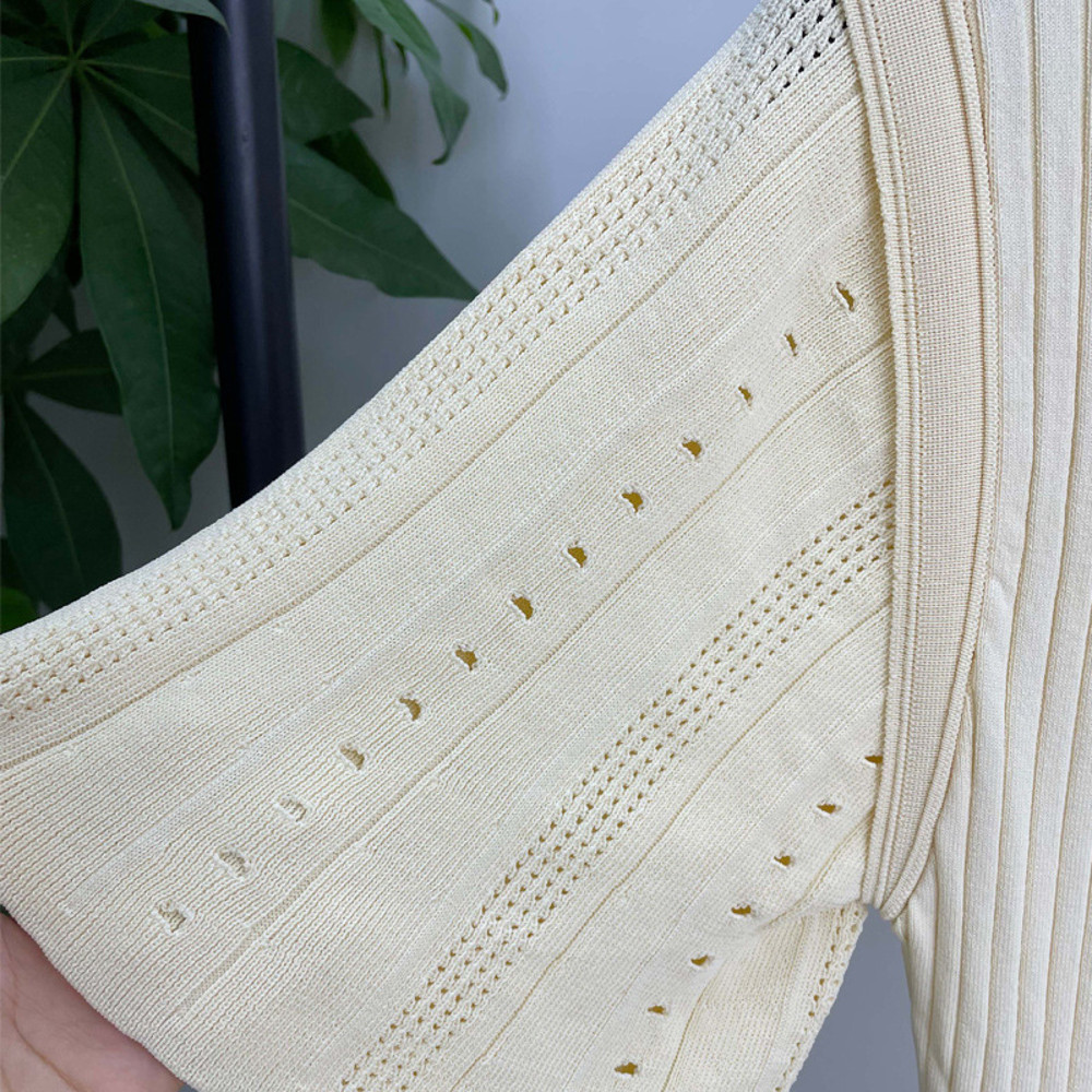 Summer Spring French Elegant Fragrance High-end Slimming Knitted Mermaid Dress, Hollow Fish Tail Knit Slimming Dress