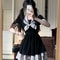 Harajuku Sweet Bow Black Plaid Dresses, Kawaii Lolita Dress for Women, Slim Fit Autumn Long Sleeve