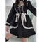 Harajuku Sweet Bow Black Plaid Dresses, Kawaii Lolita Dress for Women, Slim Fit Autumn Long Sleeve