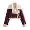 Womens Clothing Shearling Fleece Jacket Double Sided Short Coat Turn Down Collar Outerwear 1