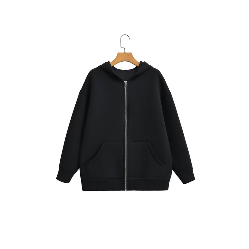 ZABA Womens Oversized Fashion Jacket, Versatile Casual Hooded Zip Top, Street Basic Sweatshirt