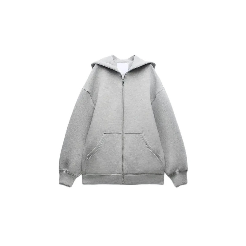 ZABA Womens Oversized Fashion Jacket, Versatile Casual Hooded Zip Top, Street Basic Sweatshirt