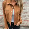 2025 Autumn Suede Jacket Long Sleeved Collar Jacket with Metal Zipper