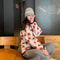 Sienne Face Rose Print Color Block Oversized Puffer Jacket Winter 2024 Commute Long Sleeve Zipper Closure