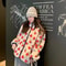 Sienne Face Rose Print Color Block Oversized Puffer Jacket Winter 2024 Commute Long Sleeve Zipper Closure
