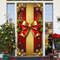 Autumn and Winter Christmas Banners, Red Gold Color Door Covers, New Years Decorations with Bows for Home Wall Party