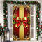 Autumn and Winter Christmas Banners, Red Gold Color Door Covers, New Years Decorations with Bows for Home Wall Party