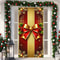 Autumn and Winter Christmas Banners, Red Gold Color Door Covers, New Years Decorations with Bows for Home Wall Party
