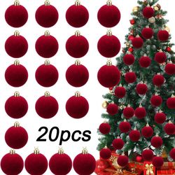 tree flocked ball hanging, wine red velvet christmas balls, home decor pendents festival party supplies gift