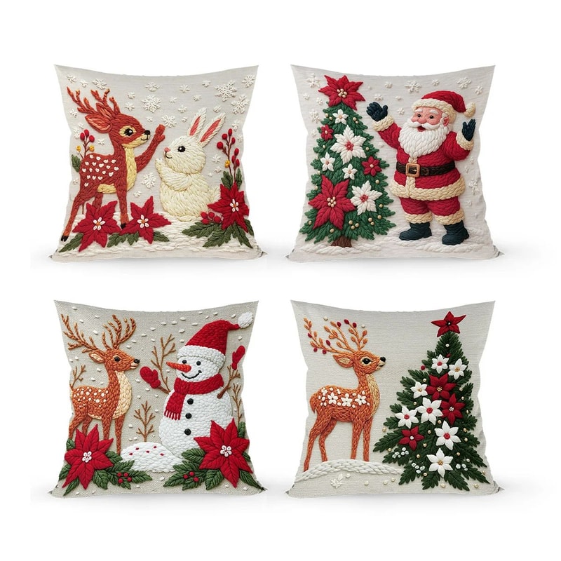 Christmas Ornament Pillow Case Set Merry Christmas Cushion Cover Home Decorations Navidad Gifts New 0
