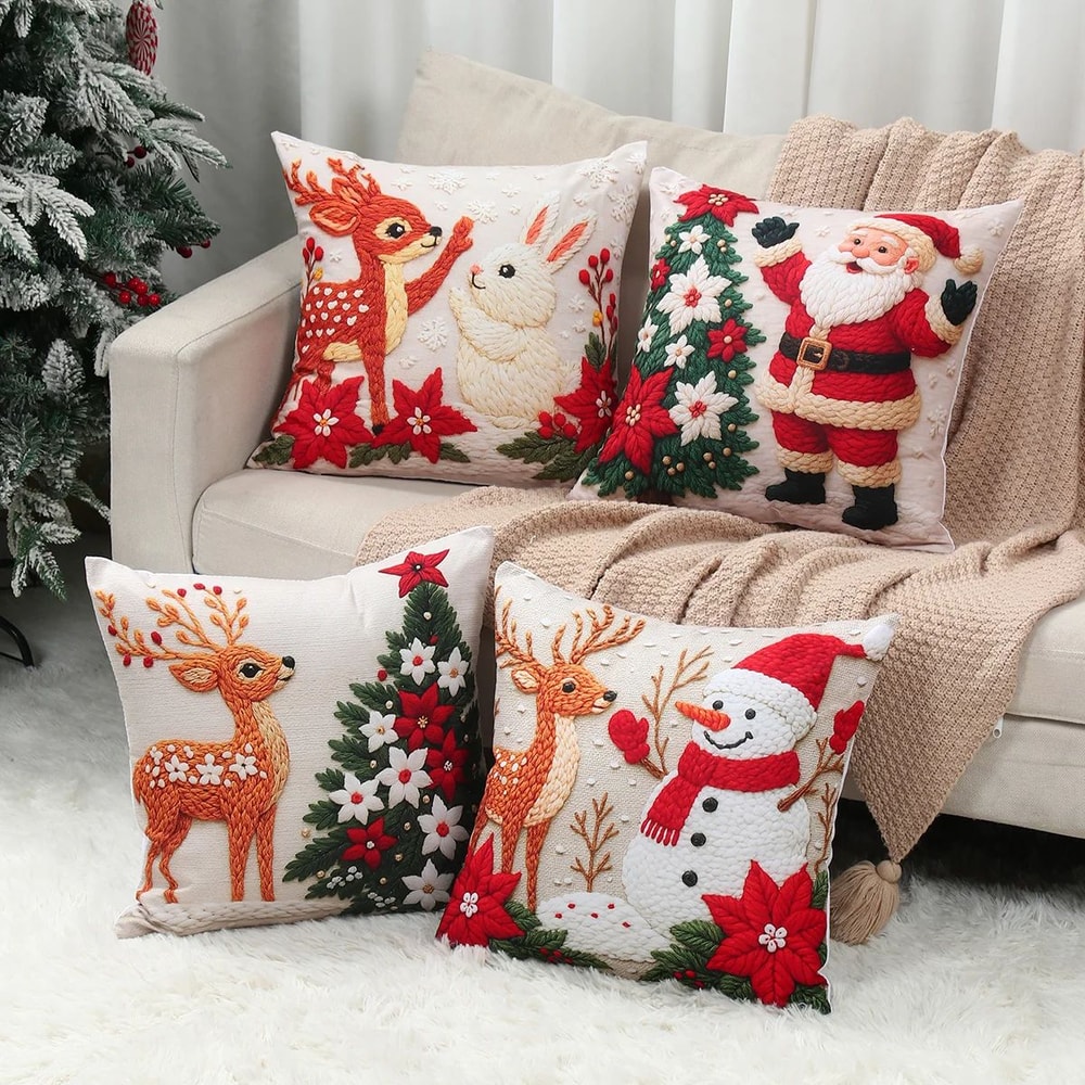 Christmas Ornament Pillow Case Set Merry Christmas Cushion Cover Home Decorations Navidad Gifts New 1