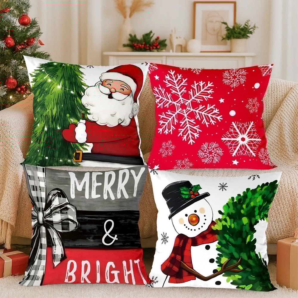 Christmas Ornament Pillow Case Set Merry Christmas Cushion Cover Home Decorations Navidad Gifts New 3