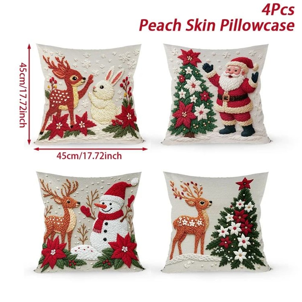 Christmas Ornament Pillow Case Set Merry Christmas Cushion Cover Home Decorations Navidad Gifts New 5