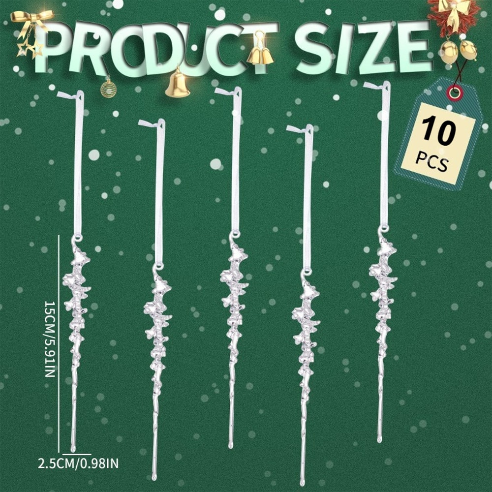 Dangling Crystal Pendants for Christmas Tree, Elegant Acrylic Icicle Ornaments, Frosty Clear Holiday Decorations