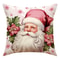 Pink Linen Santa Claus, Pink Christmas Pillow Covers, Cute Christmas Printed Pillow Covers for Living Room Home