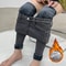 Winter Lady Thermal Plush Jeans High Waist Fleece Pants Snow Warm Stretch Denim Straight Leg Womens 2