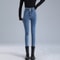 Women Thermal High Waist Jeans, Winter Snow Warm Plush Denim, Stretch Skinny Thick Fleece Fur Pants for Ladies