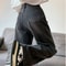 Women High Waist Loose Wide Leg Jeans, Boyfriend Straight Pants, Plush Denim Trousers for Autumn Winter, Gray Black Jean