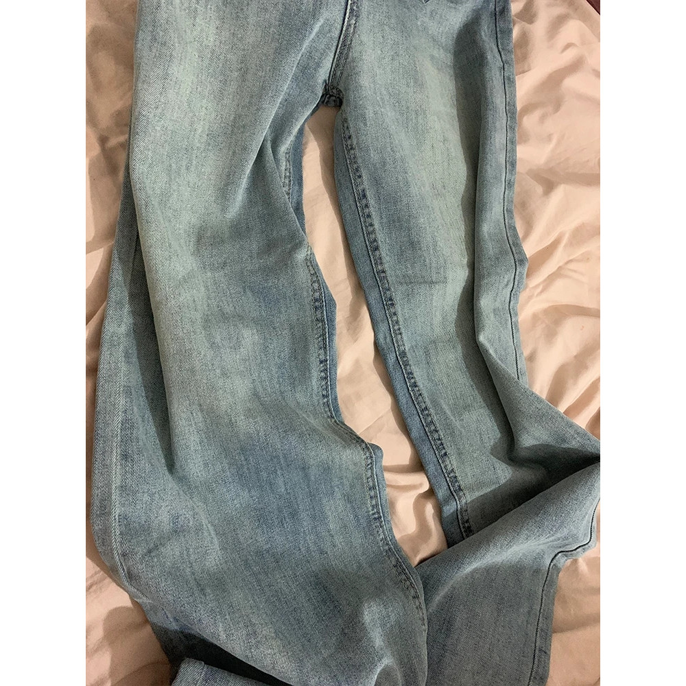 Womens High Waist Loose Jeans, Straight Wide Leg Trousers, Autumn Winter Bootcut Pants for Pear Shape Body, Comfort Fit