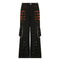 Women Fall Winter Cargo Jeans Striped Loose Casual Trousers Street Wear Pants With Pockets Zipper B 8