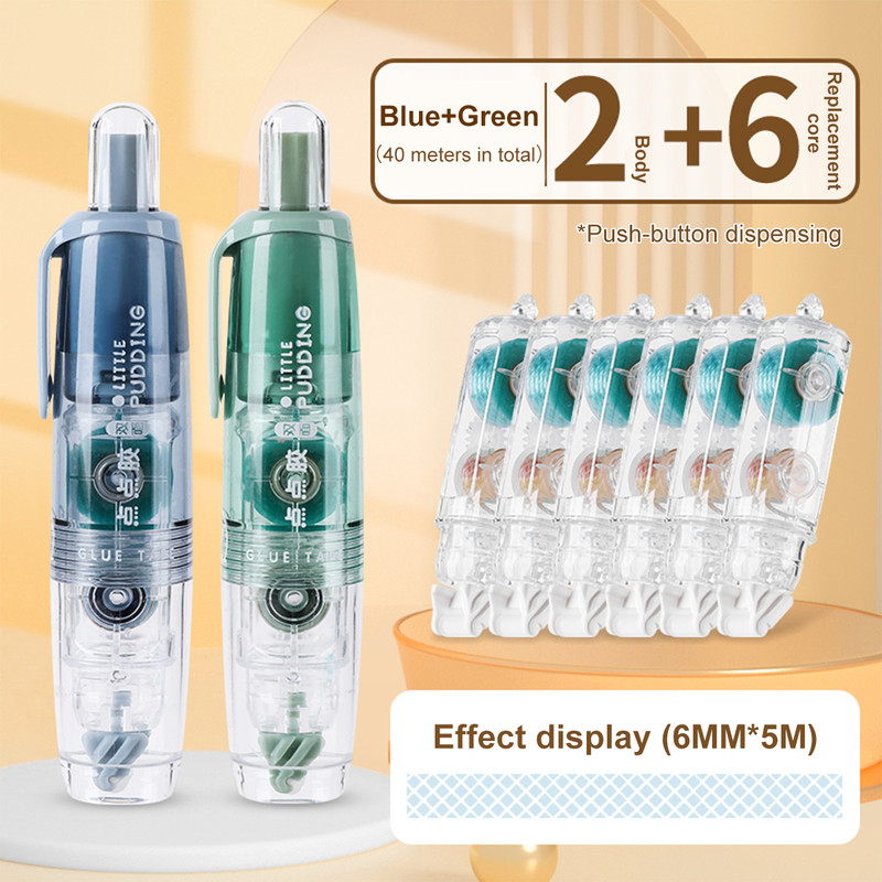 Replaceable Refills Transparent Dot Dispensing Double-sided Tape, Handbook Glue for School, Office, and Stationery Use