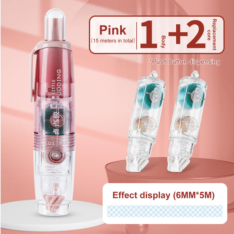 Replaceable Refills Transparent Dot Dispensing Double-sided Tape, Handbook Glue for School, Office, and Stationery Use