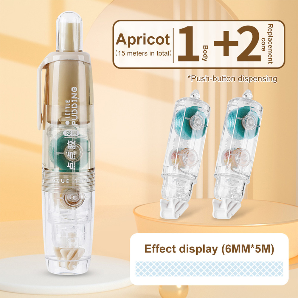 Replaceable Refills Transparent Dot Dispensing Double-sided Tape, Handbook Glue for School, Office, and Stationery Use