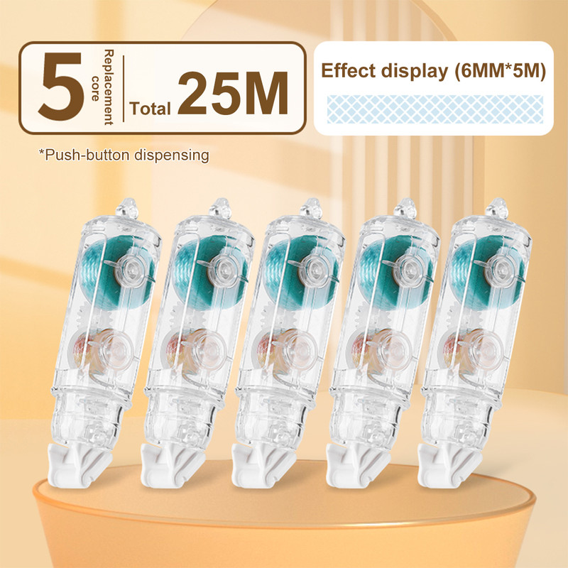 Replaceable Refills Transparent Dot Dispensing Double-sided Tape, Handbook Glue for School, Office, and Stationery Use