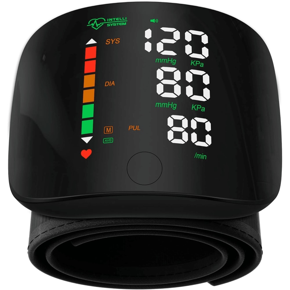 Rechargeable Wrist Blood Pressure Monitor Accurate Digital Tensiometer With Heart Rate LED Display
