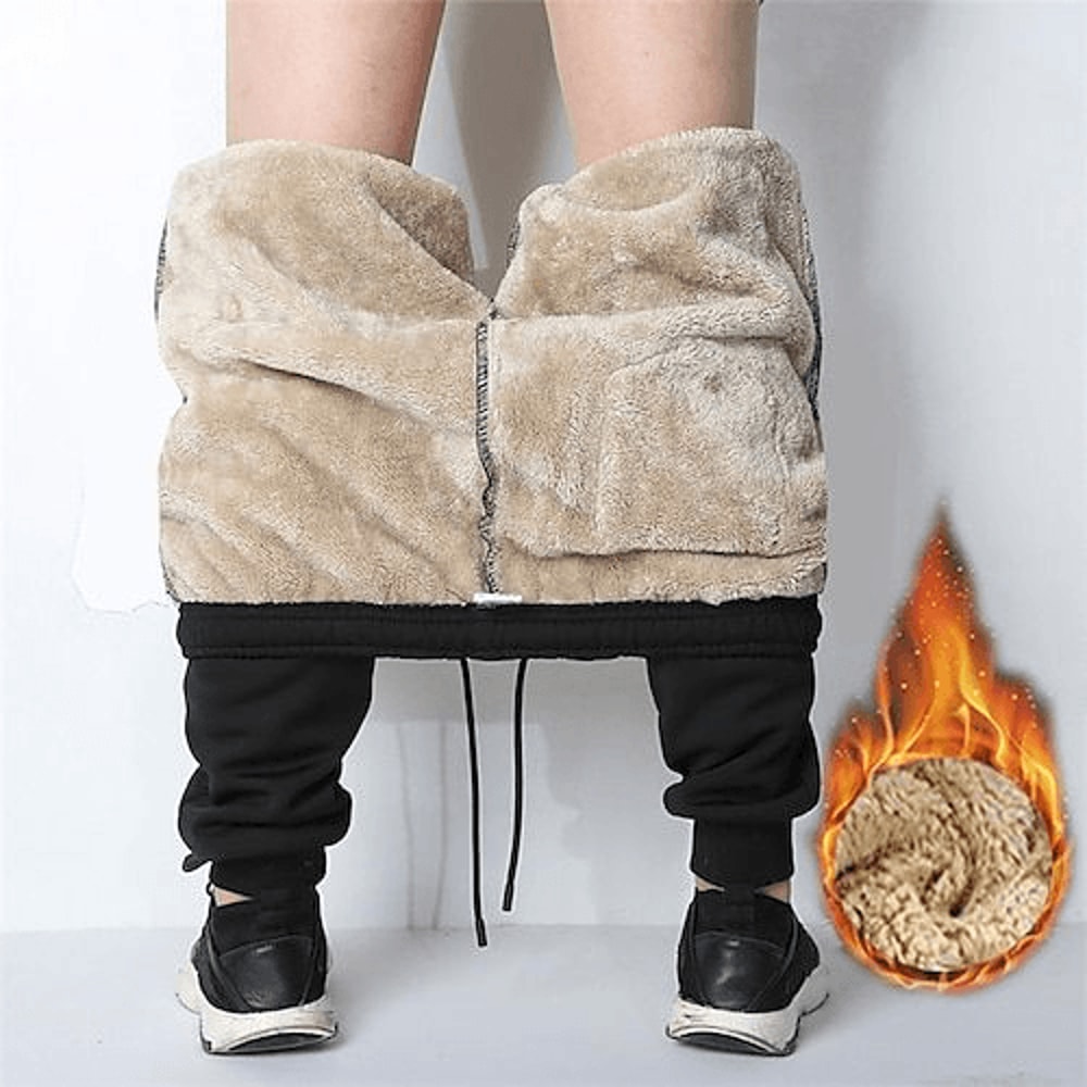 Men Thermal Fleece Sweatpants Winter Casual Warm Lambswool Trousers Windproof Cotton Plush Thick Sw