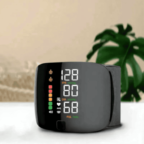 Rechargeable Wrist Blood Pressure Monitor Accurate Digital Tensiometer with Heart Rate & LED Display