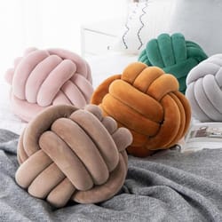 handmade knot pillow ball, round throw pillows, decorative cushion, aesthetic home decor, khaki cream pink white black