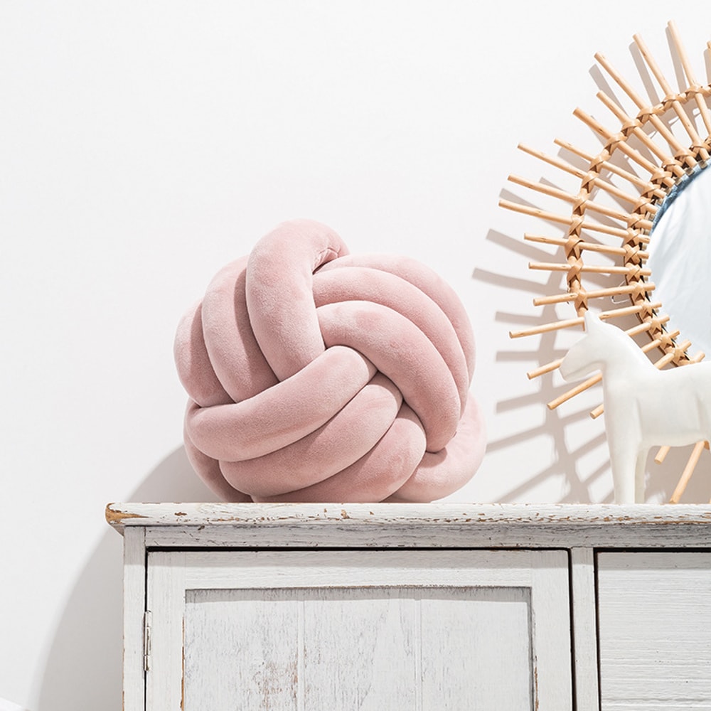 Handmade Knot Pillow Ball Round Throw Pillows Decorative Cushion Aesthetic Home Decor Khaki Cream P 8