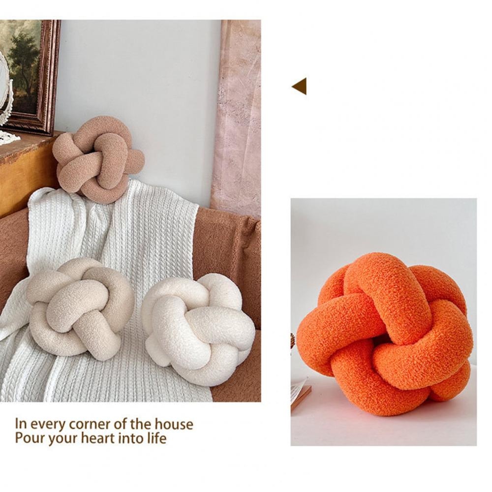 Braided Knot Round Ball Pillow Soft Elastic Hand Knitted Decorative Pillow For Couch 1