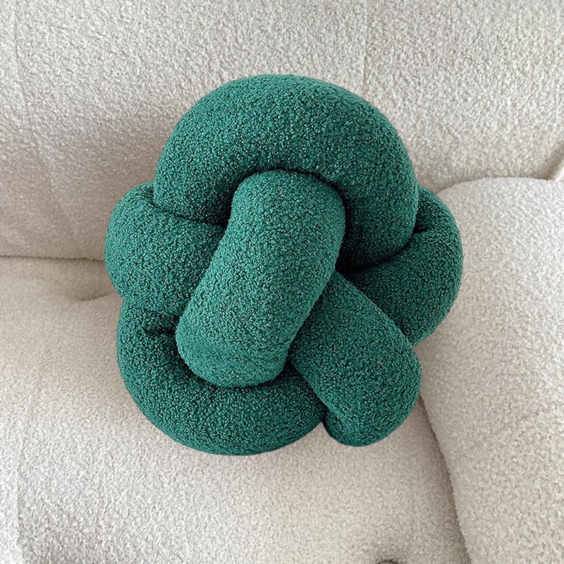 Braided Knot Round Ball Pillow Soft Elastic Hand Knitted Decorative Pillow For Couch 4