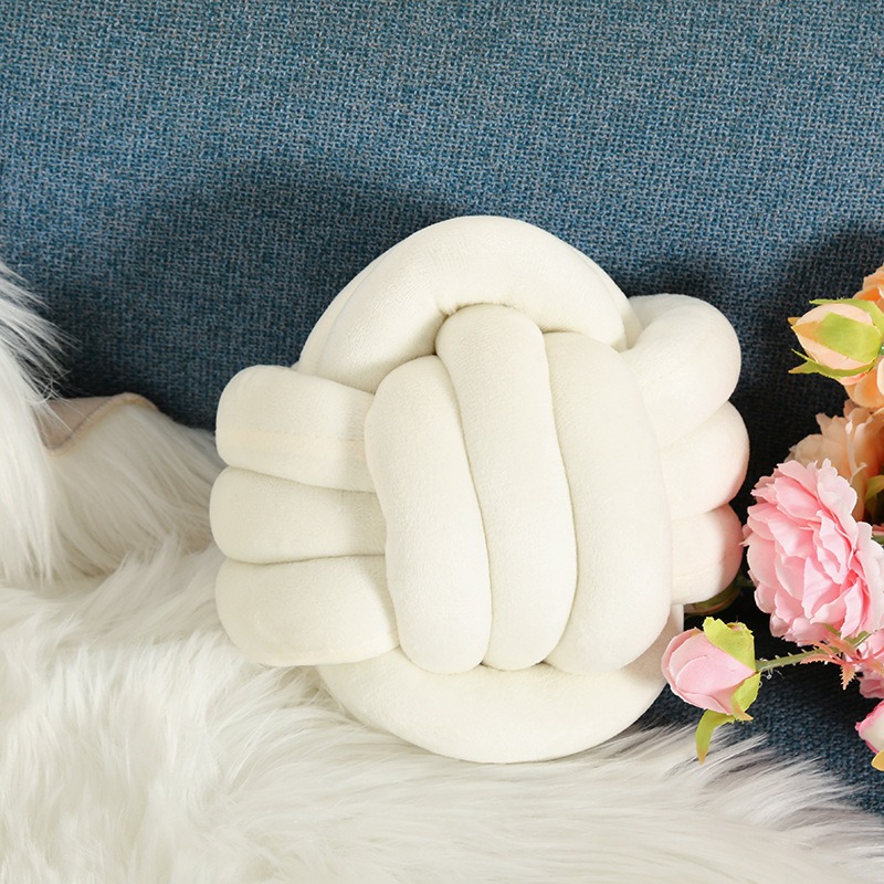 Luxury Glossy Accent Pillow With Tassel Details Braided Cord Knot Ball Cushion For Sofa Bohemian St 4